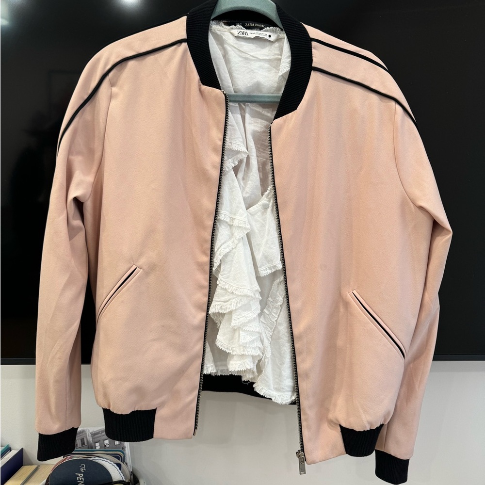Pink and Black Zara Bomber